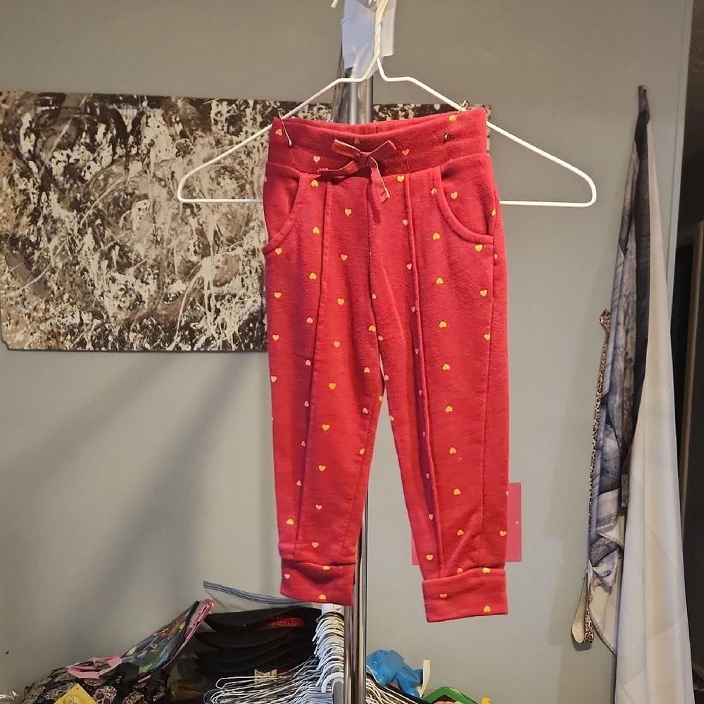 Kids Maroon With Gold Hearts Garnimals 2T Jogger Pants